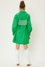 Kelly Green Colorful Poplin Shirt Mini Dress