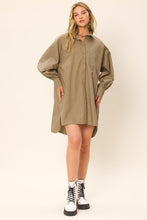 Olive Colorful Poplin Shirt Mini Dress