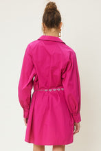 Magenta Pink Colorful Poplin Shirt Mini Dress