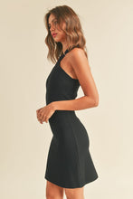 Black Ribbed Cross Over Halter Neck Knit Dress