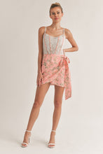 Pink Floral Print Croset Wrap Mini Dress
