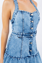 Mid Denim Premium A-Line Tiered Denim Dress With Stretch