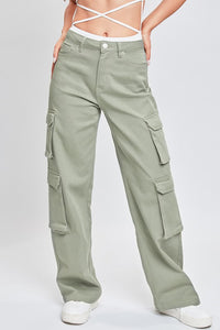 Grnte-Green Tea Junior High Rise Double Cargo Pants