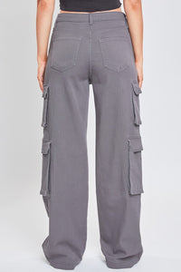 Char-Charcoal Junior High Rise Double Cargo Pants
