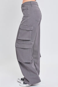 Char-Charcoal Junior High Rise Double Cargo Pants