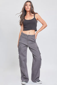 Char-Charcoal Junior High Rise Double Cargo Pants