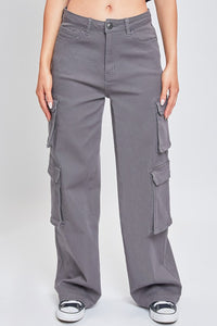 Char-Charcoal Junior High Rise Double Cargo Pants