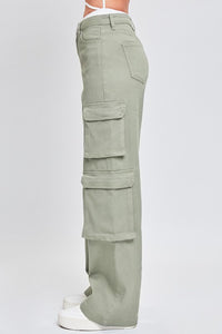 Grnte-Green Tea Junior High Rise Double Cargo Pants
