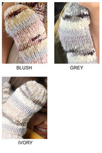 Grey Stripe Knit Mittens