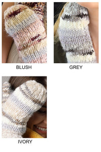 Grey Stripe Knit Mittens