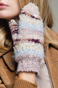 Blush Stripe Knit Mittens