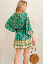 Jade Boho Floral Print Kimono Sleeve Summer Mini Dress