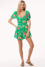 Kellygreen Sweetheart Neck Puff Sleeve Tie Back Romper