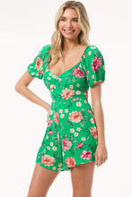 Kellygreen Sweetheart Neck Puff Sleeve Tie Back Romper