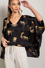 Black Leopard Print Dolman Blouse Top