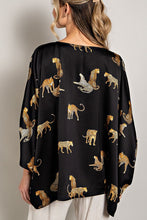 Black Leopard Print Dolman Blouse Top