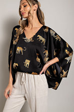 Black Leopard Print Dolman Blouse Top