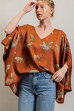 Brown Leopard Print Dolman Blouse Top