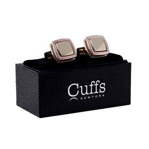 Gold Two Tone Gold Square Cufflinks