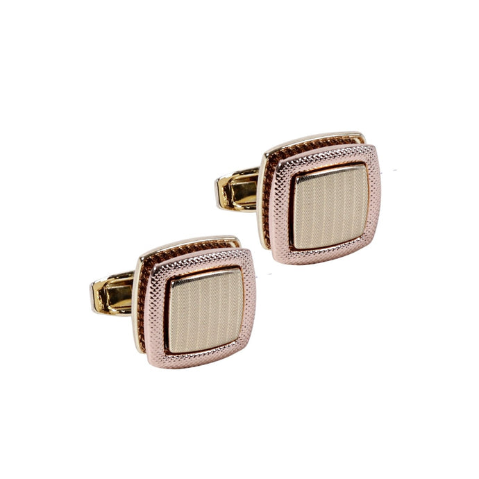 Gold Two Tone Gold Square Cufflinks
