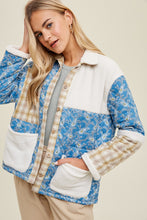 Blue/Dijon Paisley Palid Quilted Jacket Sherpa Detail