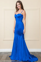 Royal Charmeuse Corset Top Spaghetti Strap Long Dress