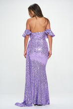 Lavender Off-The-Shoulder Sequins Maxi Formal