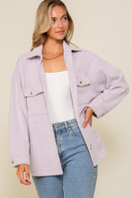 Lavendar Long Sleeve Button Down Brushed Waffle Shacket
