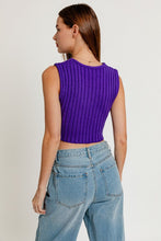Purple Scarf Hem Sleeveless Sweater Top