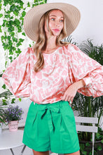 Blush Printed Satin Blouse Top