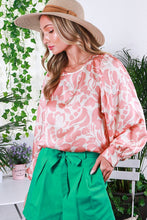 Blush Printed Satin Blouse Top