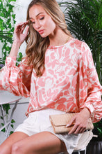 Blush Printed Satin Blouse Top