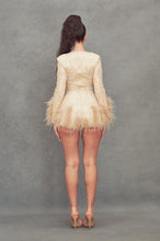 Champagne Ostrich Feather Trim Romper