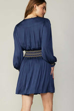 Navy Special Smocking With Ruffle Mini Dress