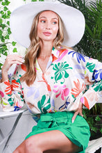 Multi Printed Satin Shirt Top