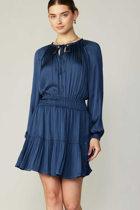 Navy Studded Detail Mini Dress