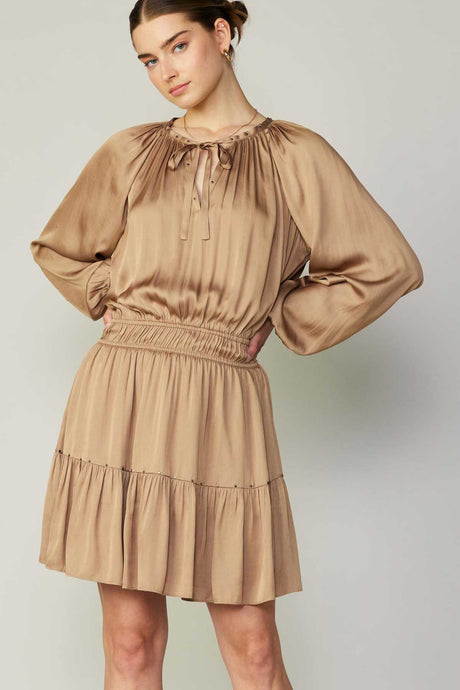 Sand Studded Detail Mini Dress