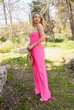 Pink Smocked Wide Leg Jumpsuits With Pockets