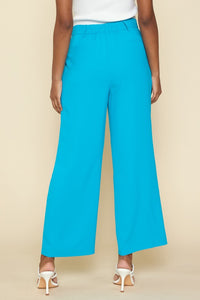 Azure Blue Pintuck Wide Leg Trouser