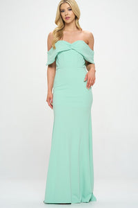 Mint Ynez Off-The-Shoulder Mermaid Prom Maxi Dress