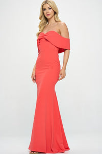 Coral Ynez Off-The-Shoulder Mermaid Prom Maxi Dress