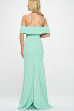 Mint Ynez Off-The-Shoulder Mermaid Prom Maxi Dress