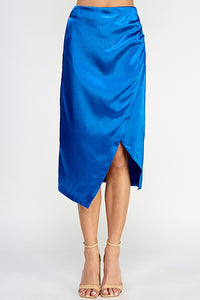 Blue Asymmetrical Hem Midi Skirt