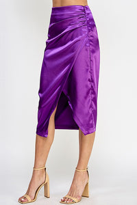 Purple Asymmetrical Hem Midi Skirt