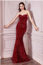 Red Strapless Sequin Gown