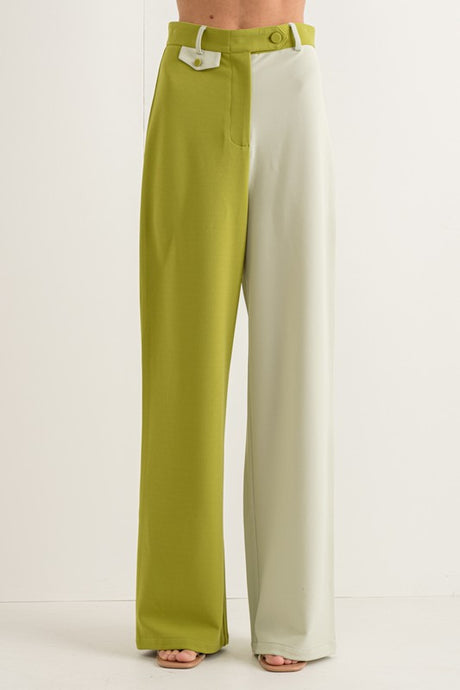 Green Sage Half Half Long Pants