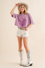 Purple Embellished Sequin Football Fringe Crop T Shirt