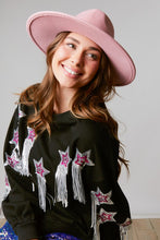 Black French Terry Pull Over With Star Sequins