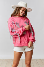 Fuchsia French Terry Pull Over With Star Sequins