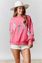 Fuchsia French Terry Pull Over With Star Sequins